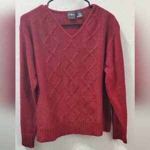 Festive Season Erika Women's Burgundy V-Neck Sweater